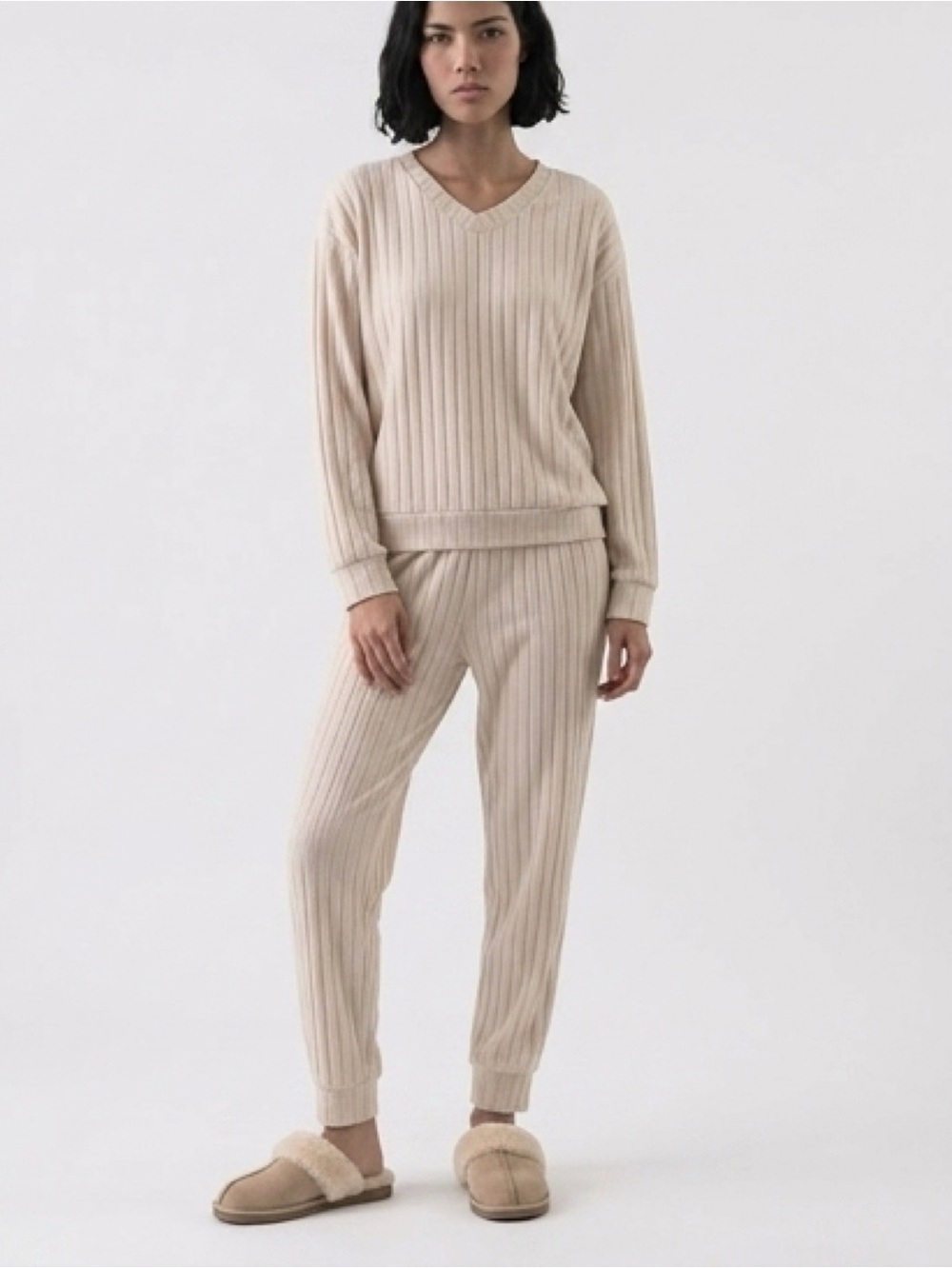 2-Piece Ribbed Knit Lounge Set.